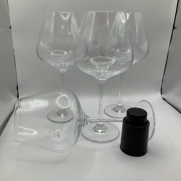 OitiO Red Crystal Wine Glasses Set of 4 Long Stem  23 oz with Wine Stopper - Picture 7 of 10